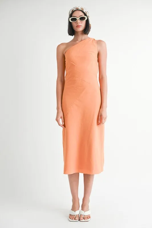 kesley ONE SHOULDER MID LINEN DRESS