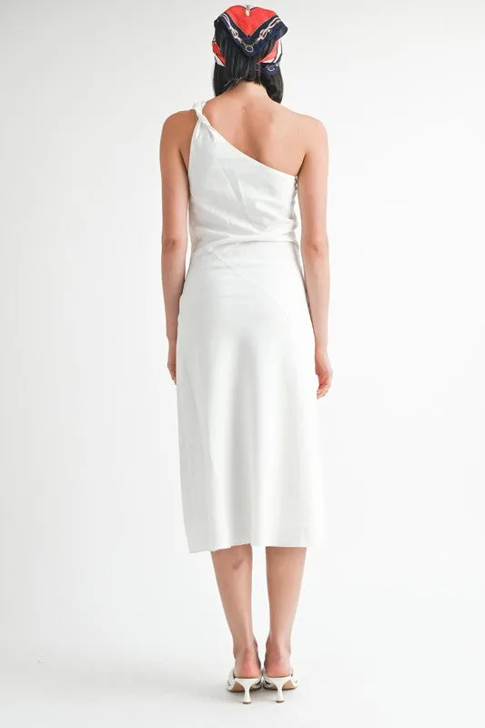 kesley ONE SHOULDER MID LINEN DRESS